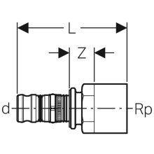 16 mm Rotguss Geberit Mepla Übergang mit IG 1/2" 